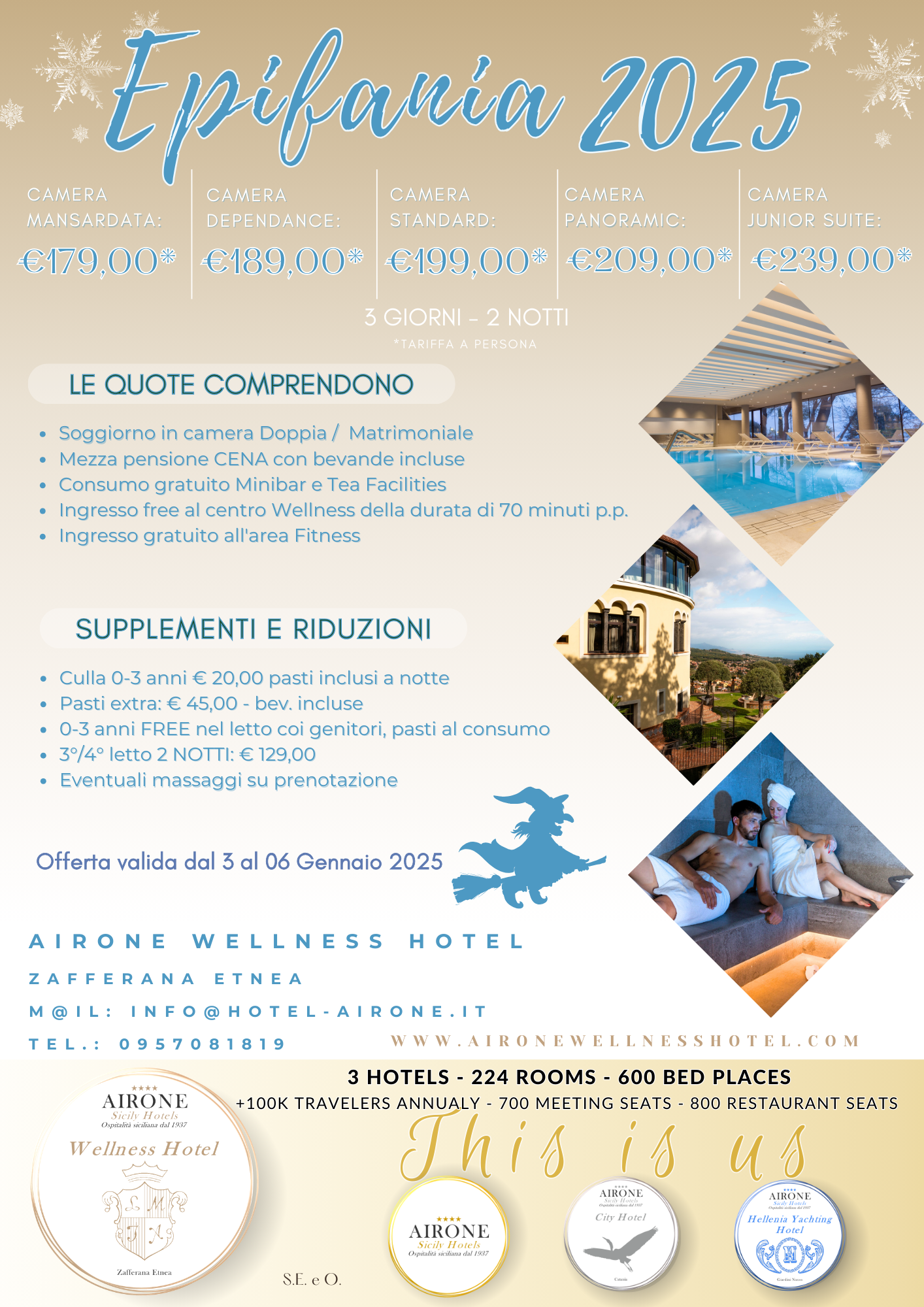 Natale, Capodanno o Epifania alle pendici dell'Etna Airone Wellness Hotel